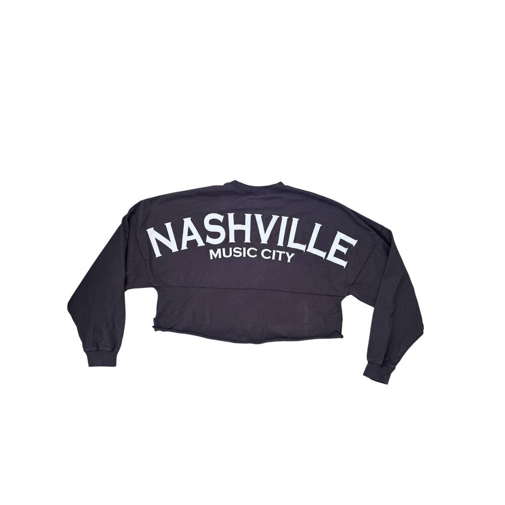 SPIRIT JERSEY Nashville Music City Brown Crop Long Sleeve Top Size Small Womens - Picture 5 of 11